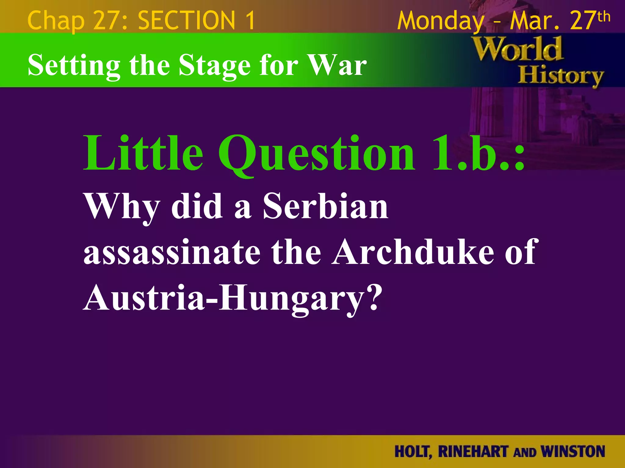 World War 1 - Chapter 27 Slides
