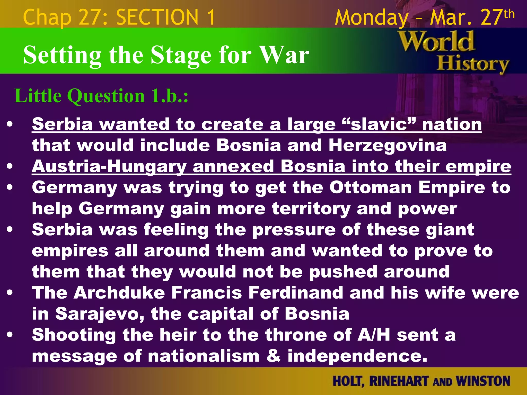 World War 1 - Chapter 27 Slides