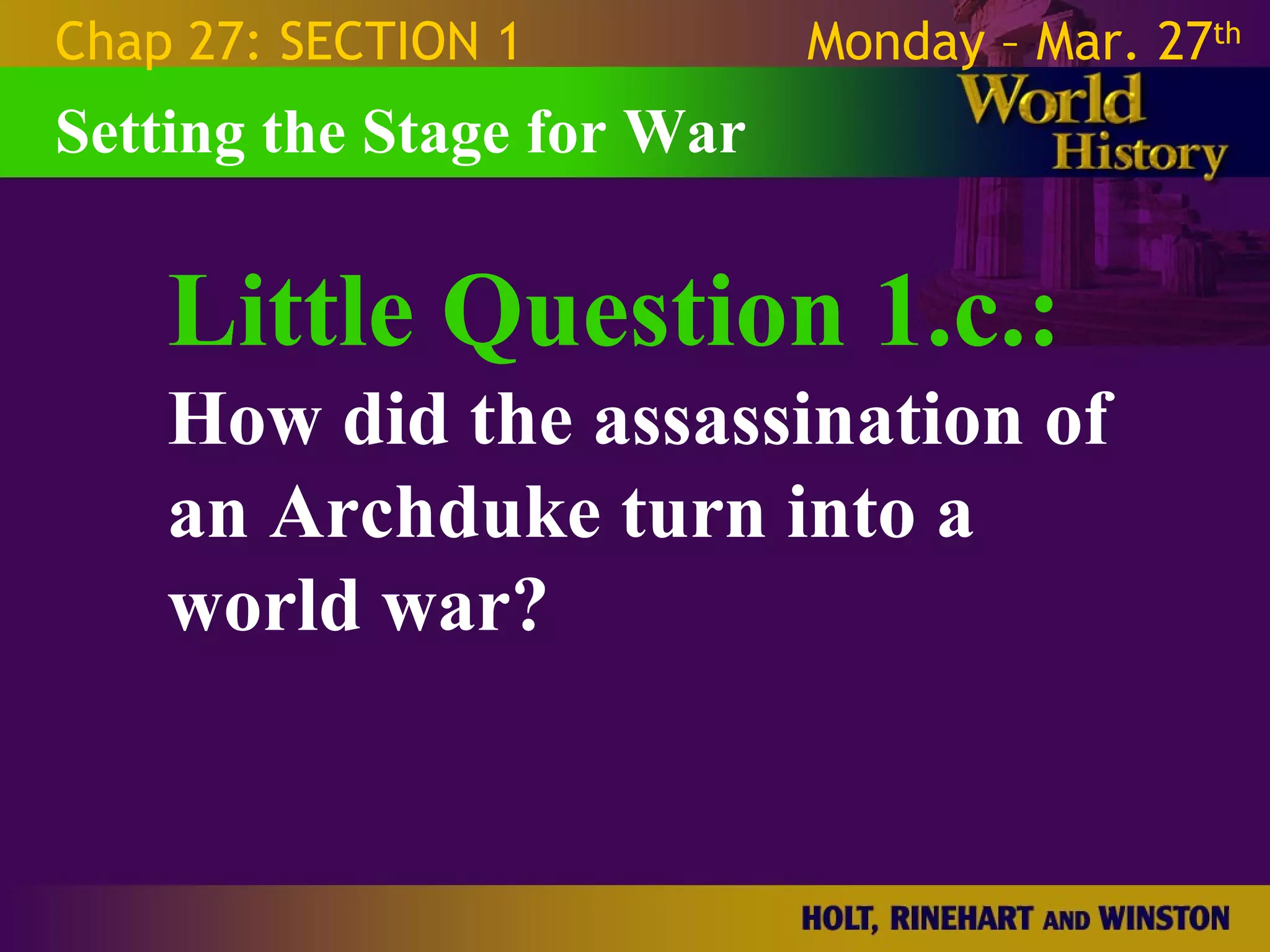 World War 1 - Chapter 27 Slides
