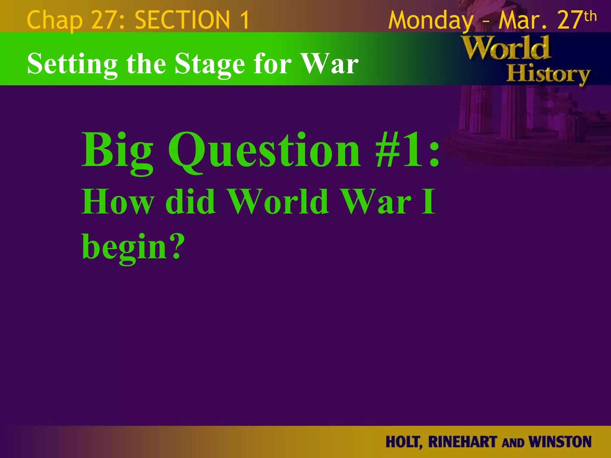 World War 1 - Chapter 27 Slides