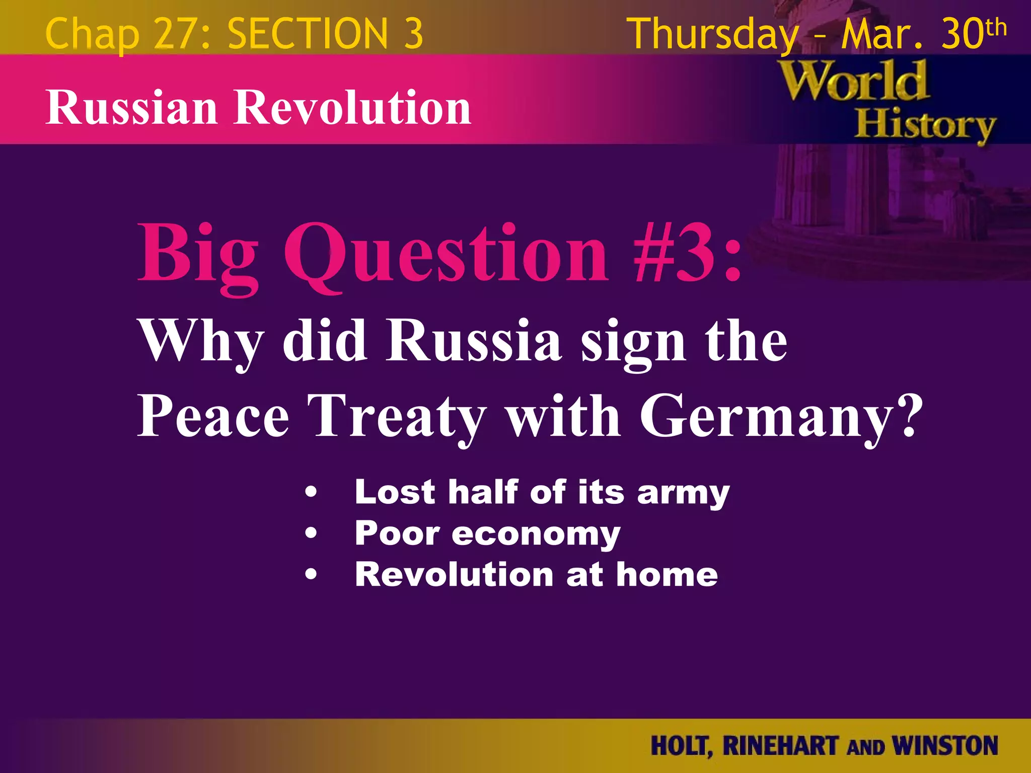 World War 1 - Chapter 27 Slides