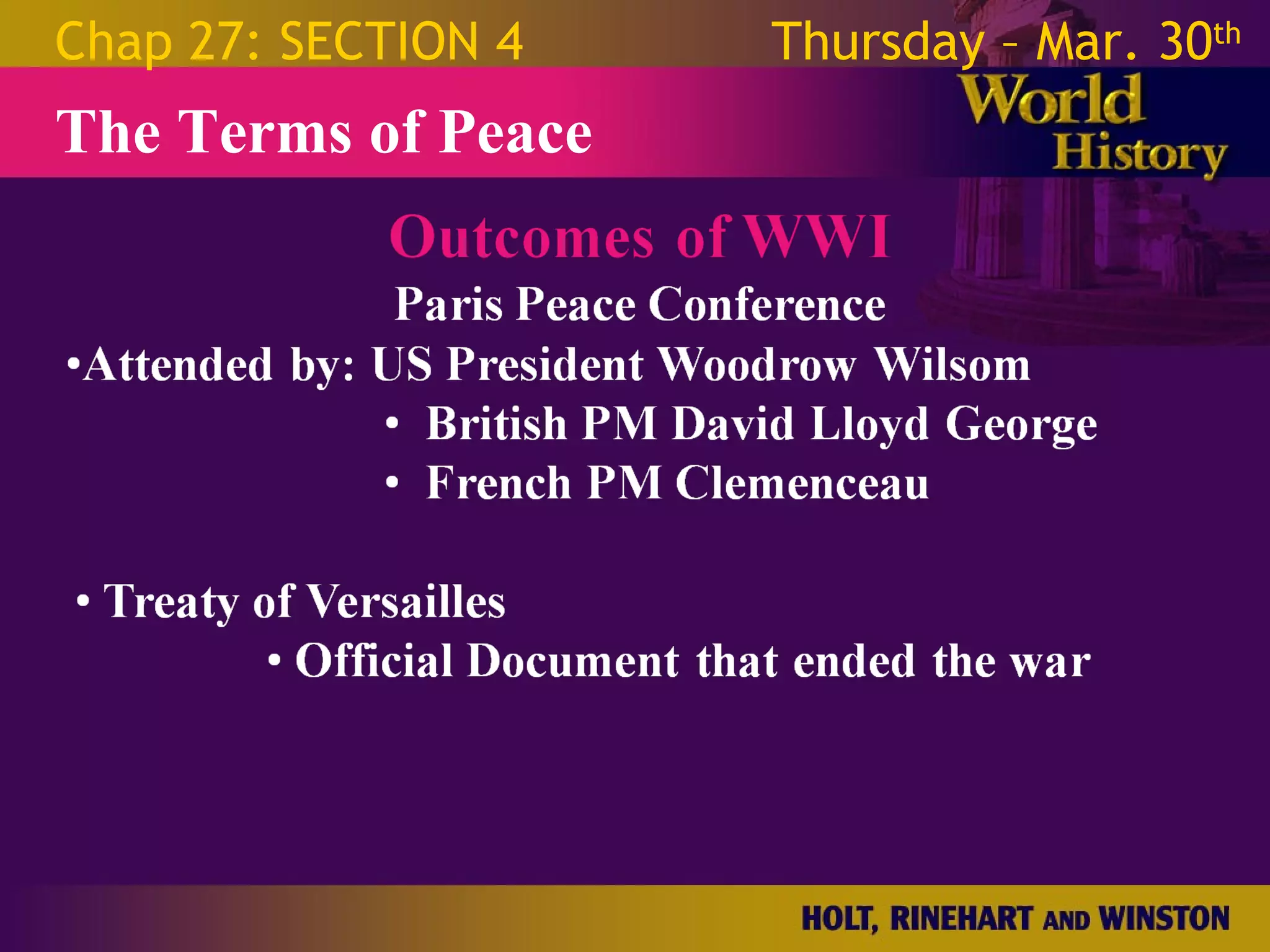 World War 1 - Chapter 27 Slides