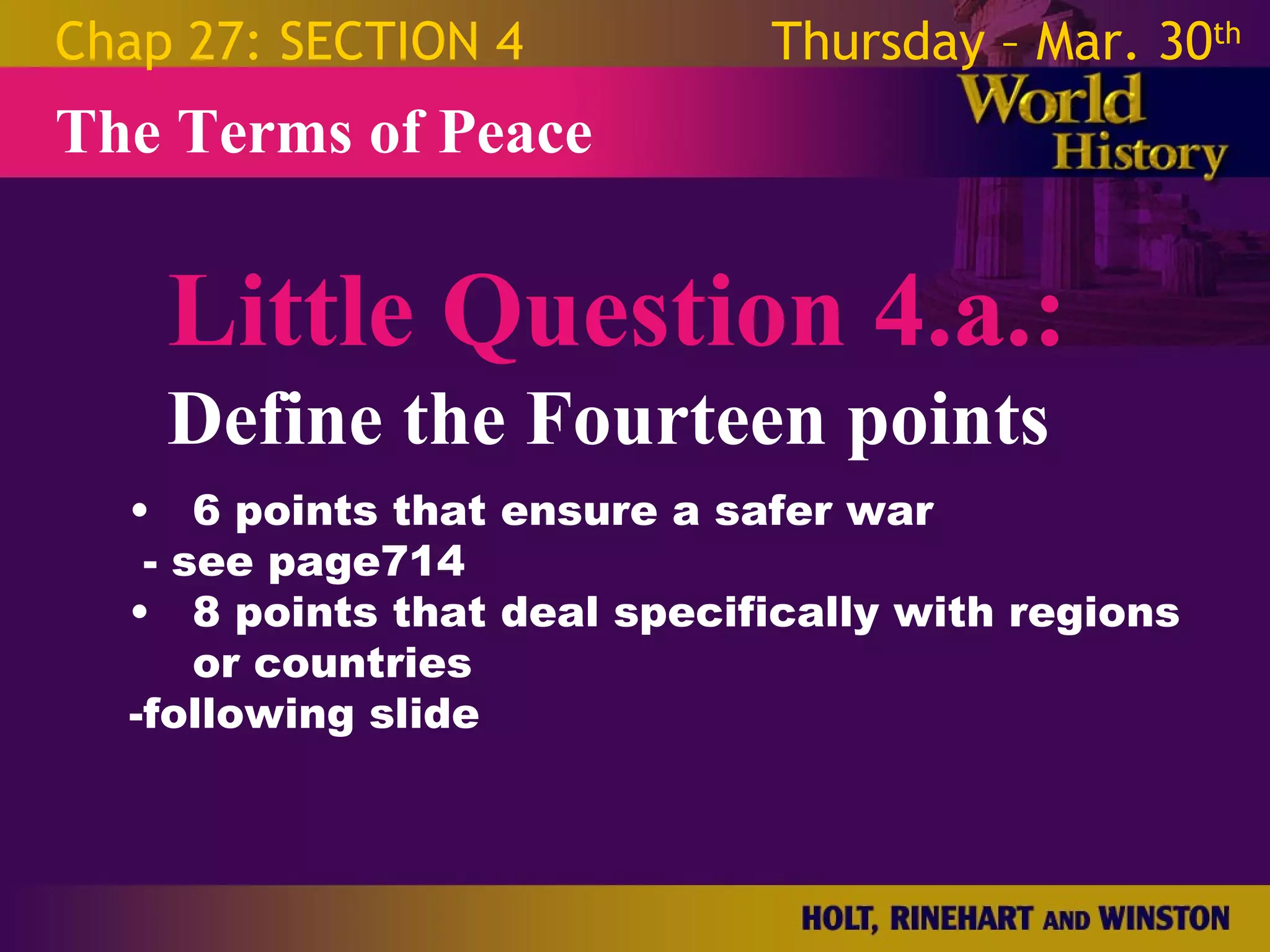 World War 1 - Chapter 27 Slides