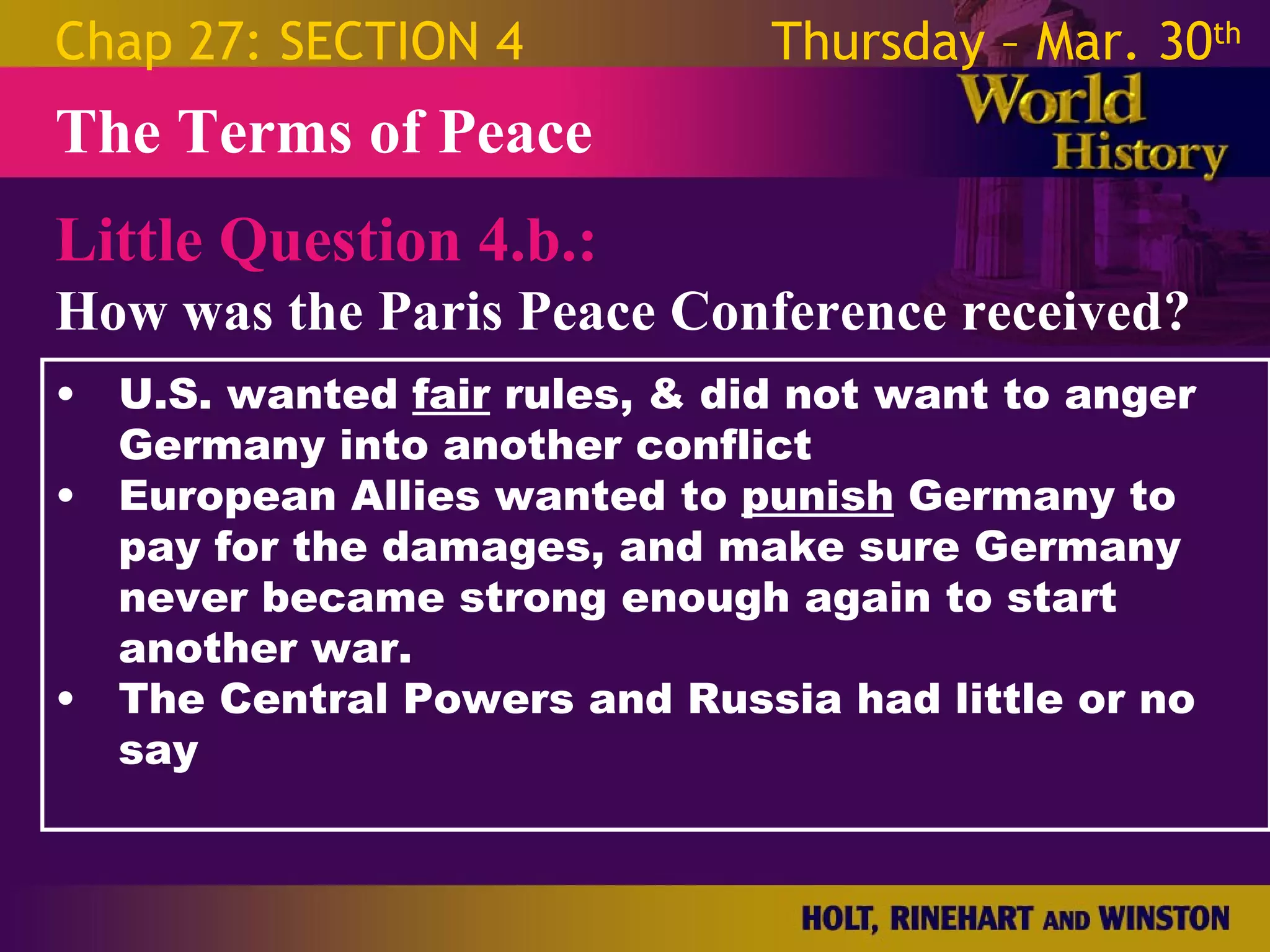 World War 1 - Chapter 27 Slides