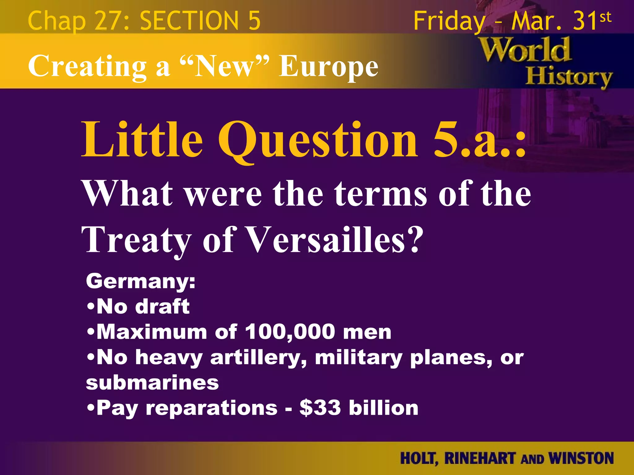 World War 1 - Chapter 27 Slides