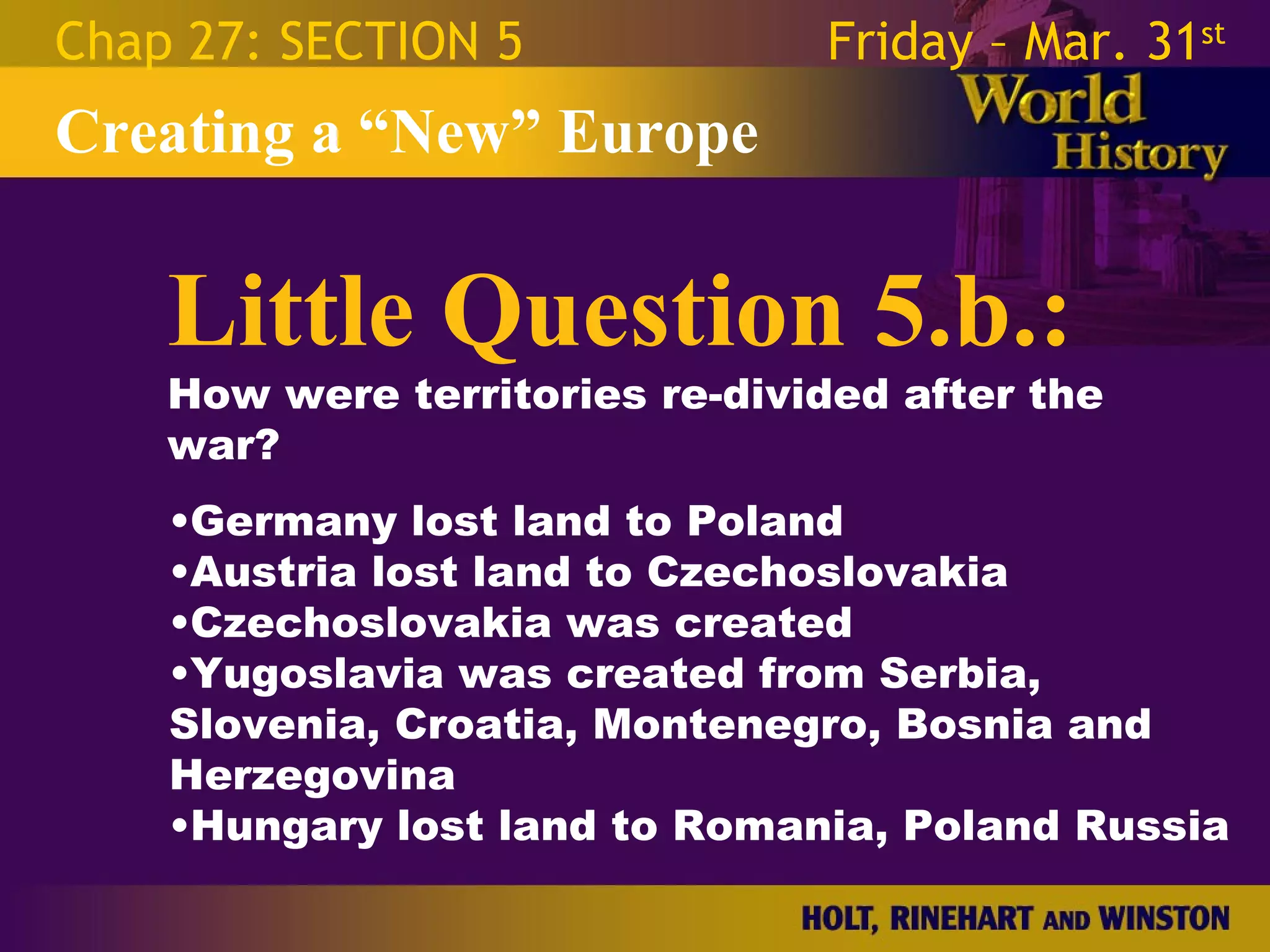World War 1 - Chapter 27 Slides