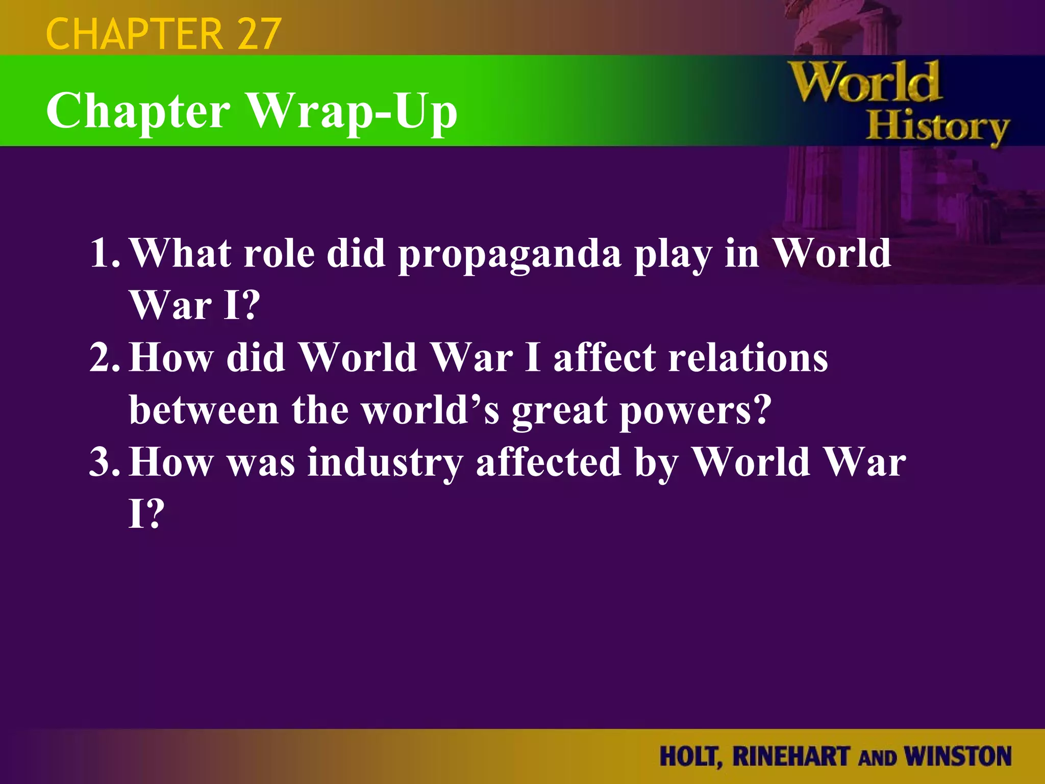 World War 1 - Chapter 27 Slides