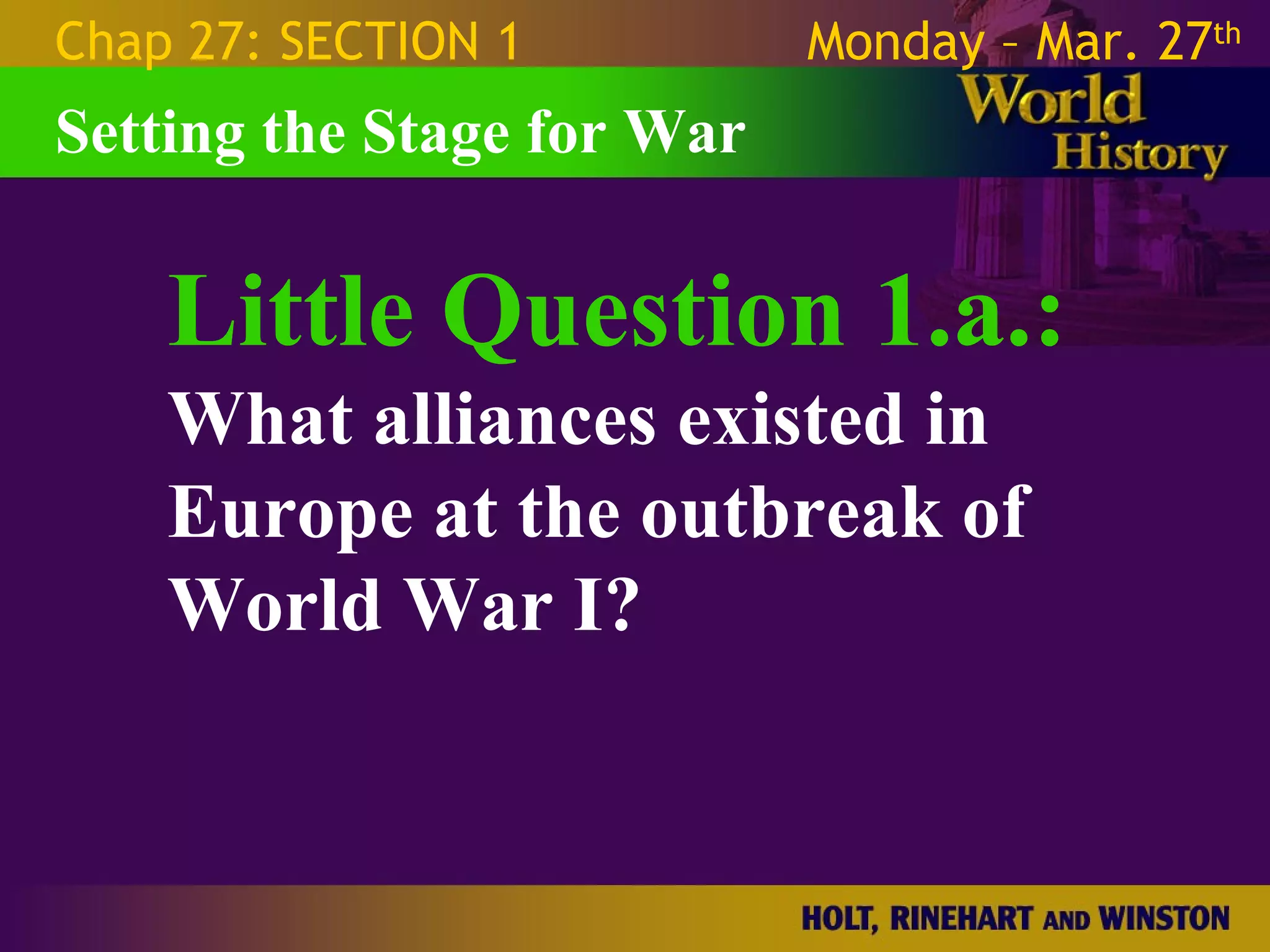 World War 1 - Chapter 27 Slides