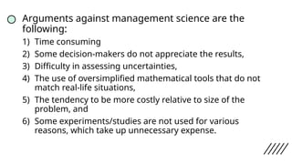 Unnecessary Problem INTRODUCTION TO MANAGEMENT SCIENCE PART 1 AND 2 | PPTX