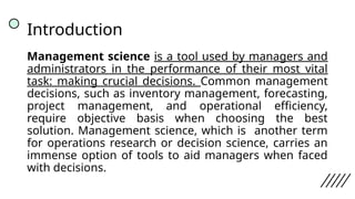 INTRODUCTION TO MANAGEMENT SCIENCE PART 1 AND 2 | PPTX