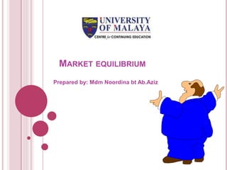 MARKET EQUILIBRIUM
Prepared by: Mdm Noordina bt Ab.Aziz
 