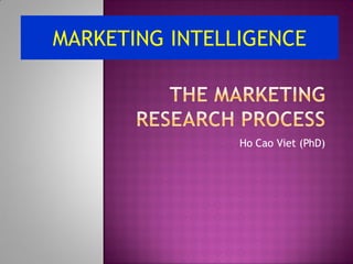 Ho Cao Viet (PhD)
MARKETING INTELLIGENCE
 