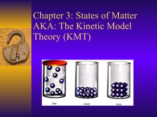 Chapter 3: States of Matter AKA: The Kinetic Model Theory (KMT) 