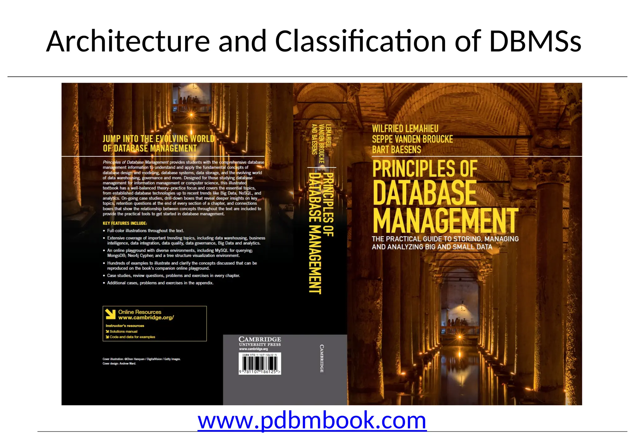 Architecture and Classification of DBMSs www.pdbmbook.com 