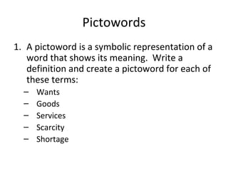 Pic Word Example Economics Chapter 2 Assignments | PPT