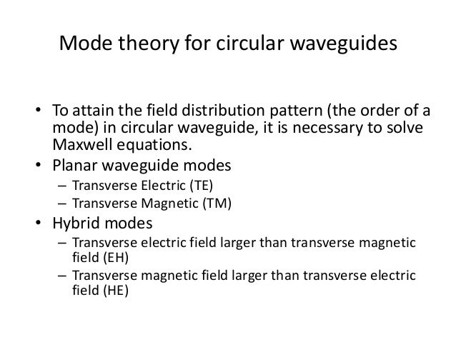 Properties Of Circular Waveguide Modes – GOHA