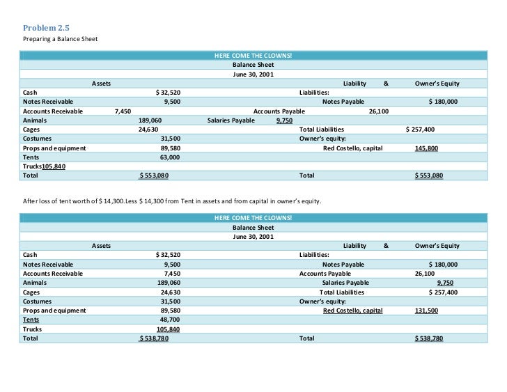 chapter 2 basic financial statements exercise notes payable balance sheet