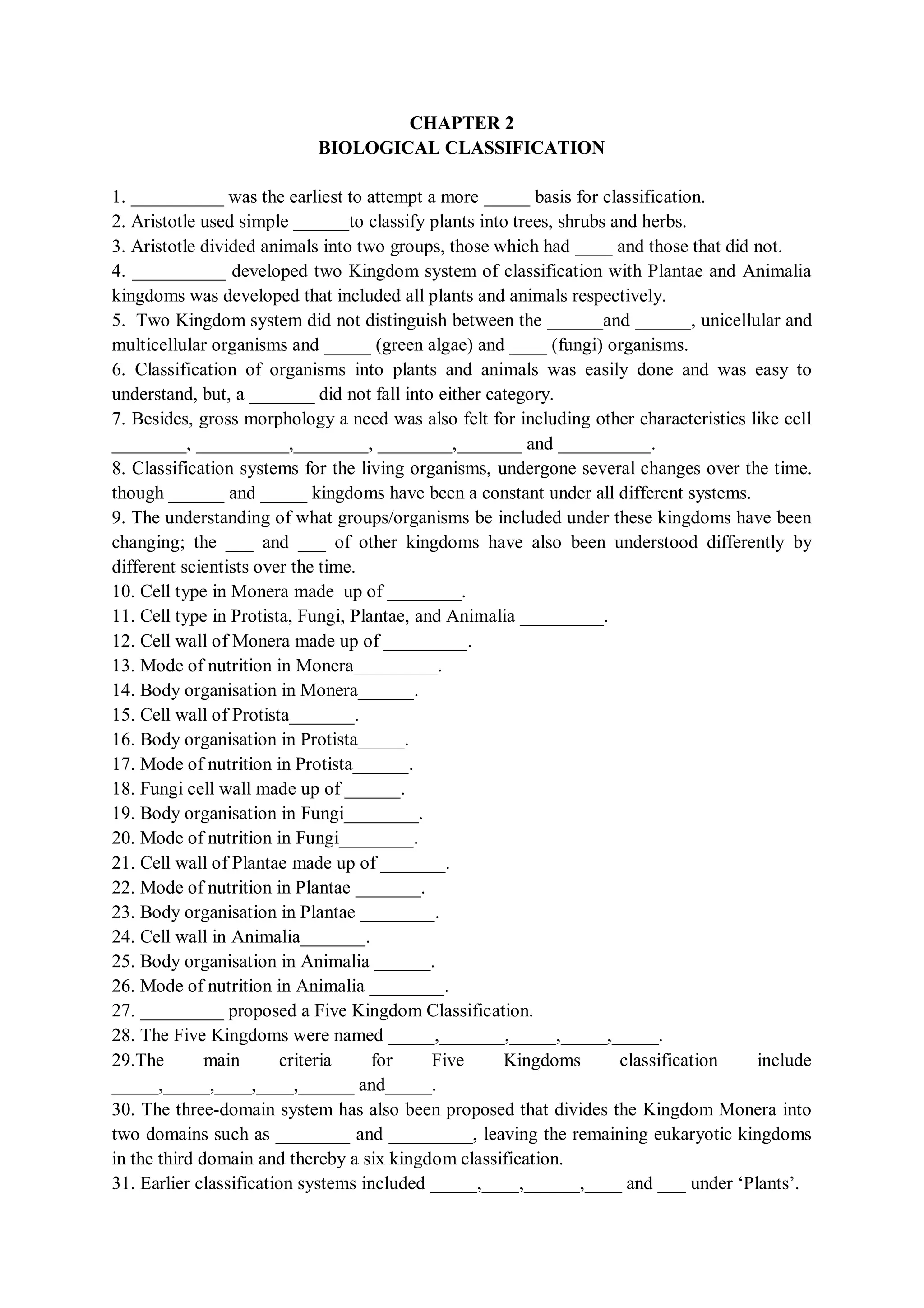 Biological classification Monera Protista fungi plantae and Animalia | PDF