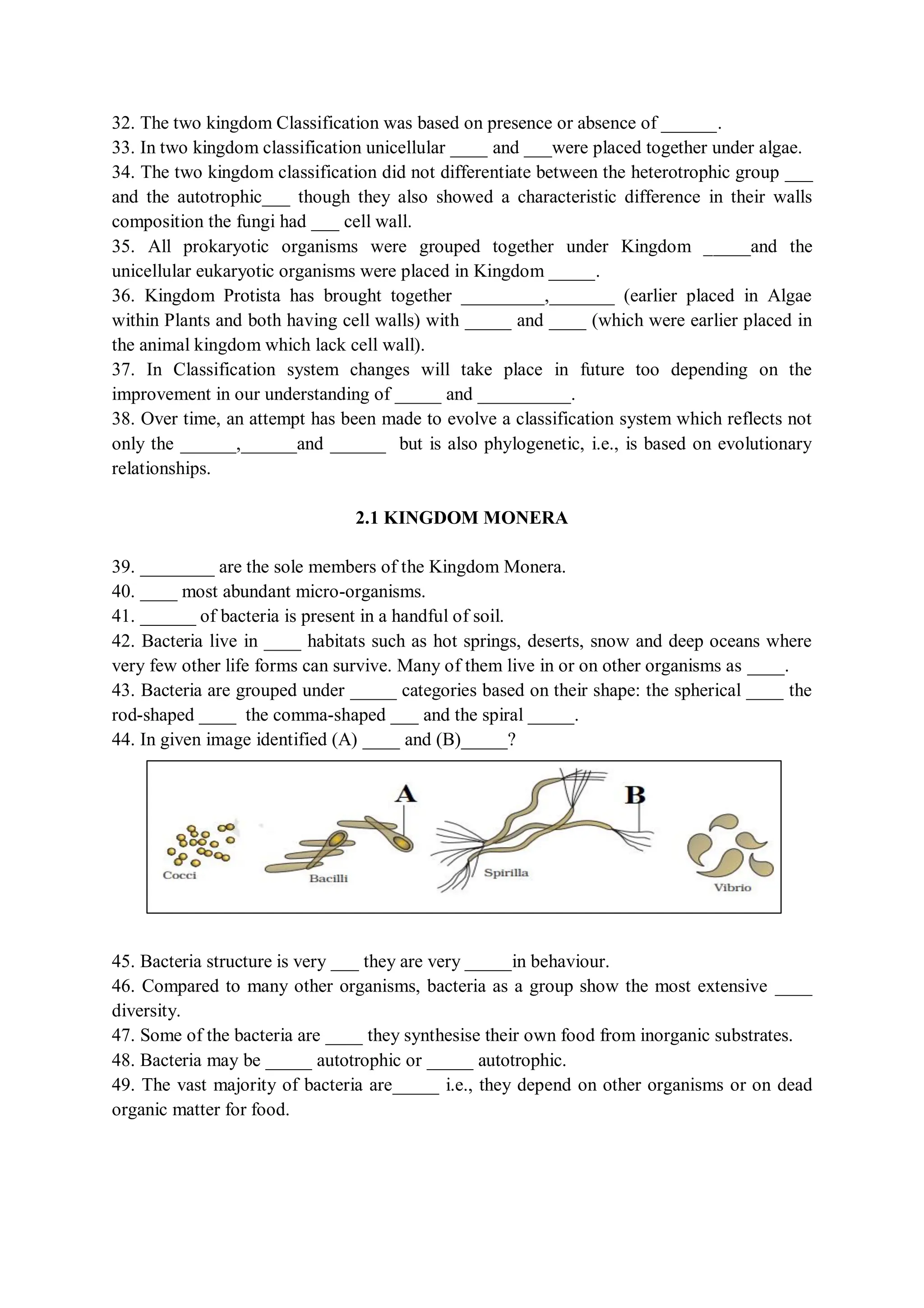 Biological classification Monera Protista fungi plantae and Animalia | PDF