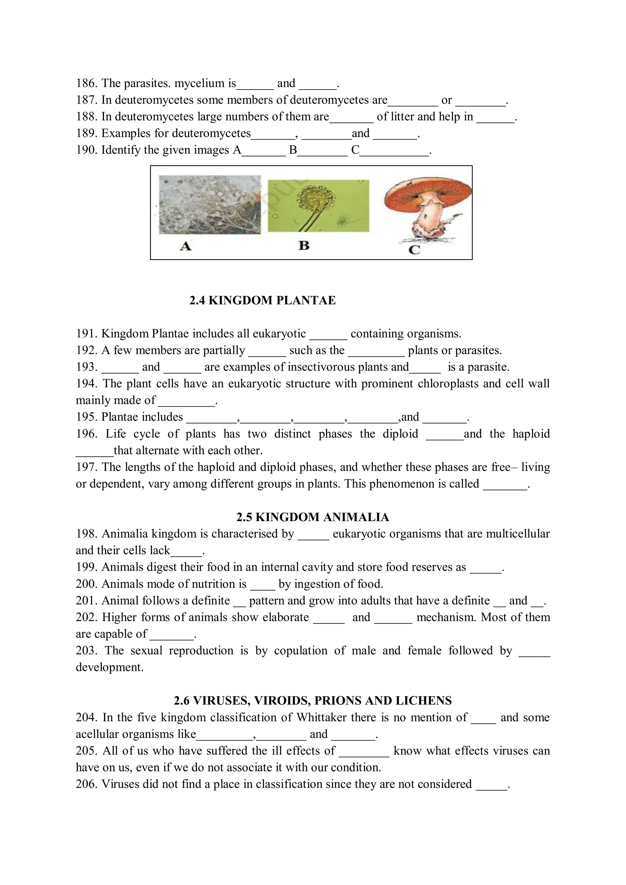 Biological classification Monera Protista fungi plantae and Animalia | PDF