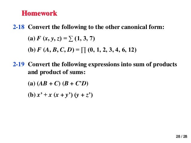 digital logic design chapter 2 boolean_algebra_ _logic_gates canonical form boolean