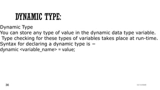 Dynamic Data Types Chapter_2_C# introduction to C# 2024/2025.pptx