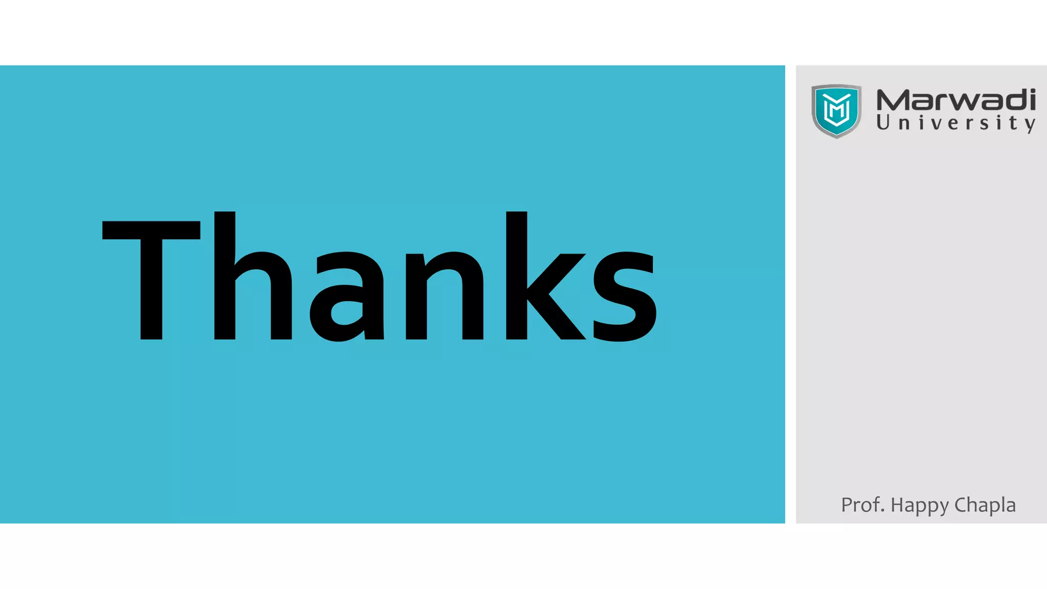 Thanks
Prof. Happy Chapla
 