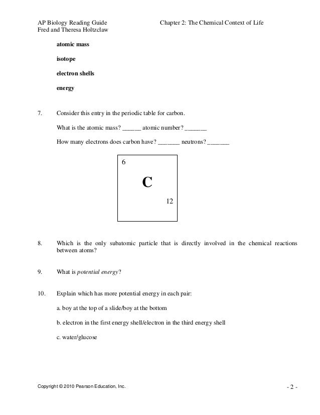 Worksheets The Chemistry Of Life Worksheet chemistry of life worksheet chapter 2 the