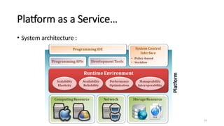 26
Platform as a Service…
• System architecture :
 
