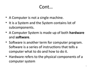 Chapter 2 HW and SW Components of Computer - introduction to ...