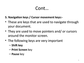 Horizontal Movement Key Chapter 2 HW and SW Components of Computer - introduction to ...
