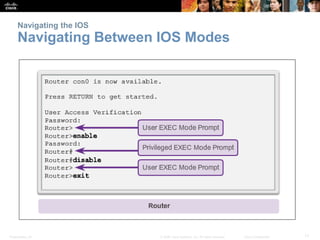 Presentation_ID 17© 2008 Cisco Systems, Inc. All rights reserved. Cisco Confidential
Navigating the IOS
Navigating Between...