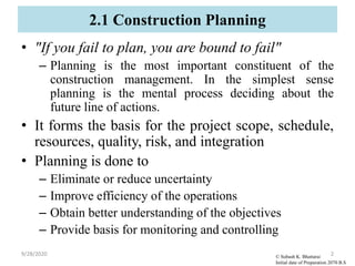 importance of construction planning