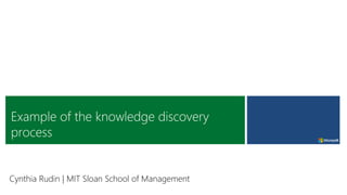 Example of the knowledge discovery
process
Cynthia Rudin | MIT Sloan School of Management
 