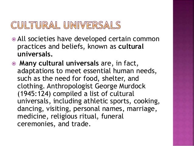 Definition Of Cultural Universals In Sociology