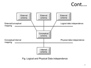 28
Cont.…
Fig. Logical and Physical Data independence
 