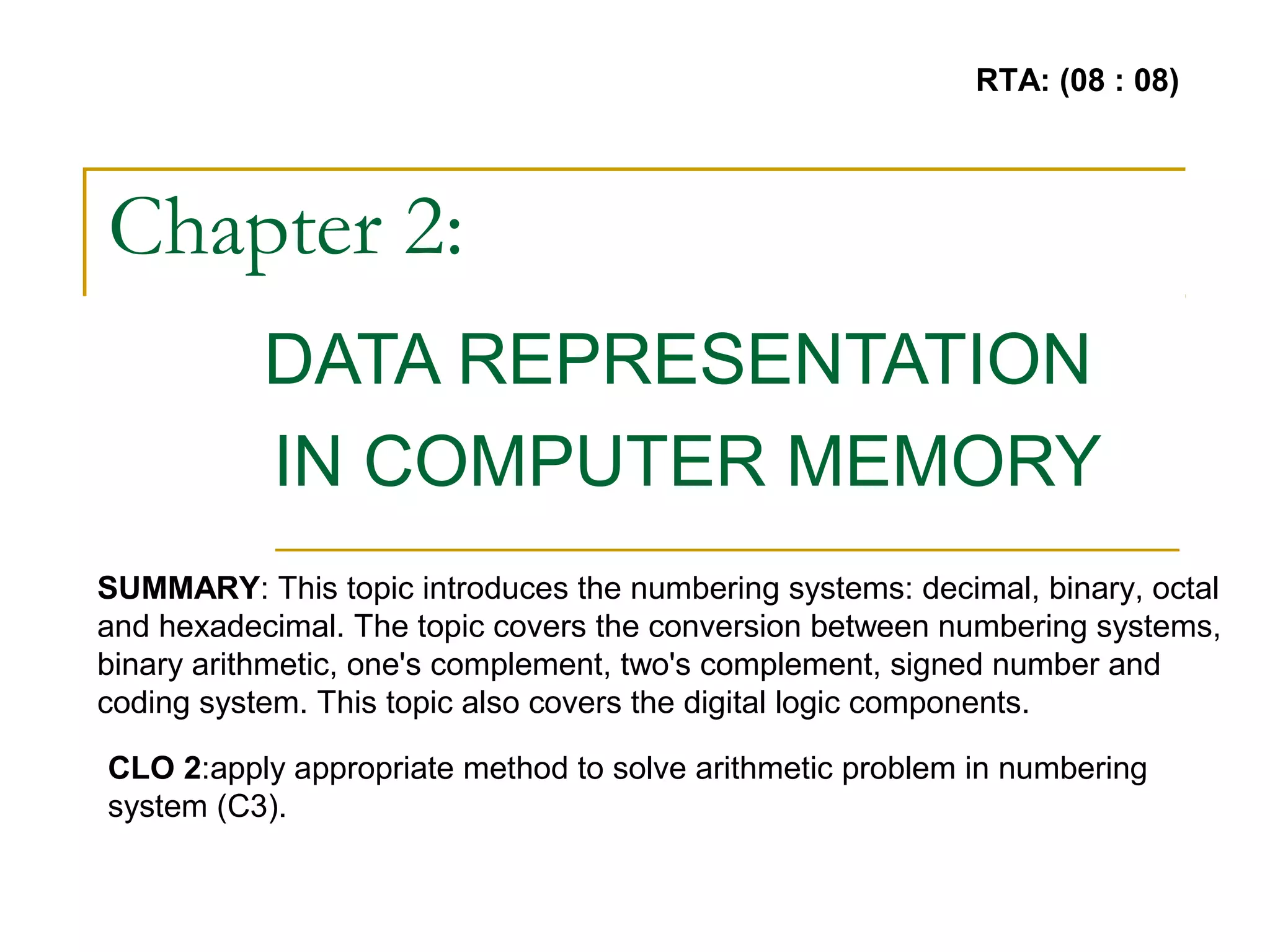 Chapter 2 Data Representation on CPU (part 1) | PPT