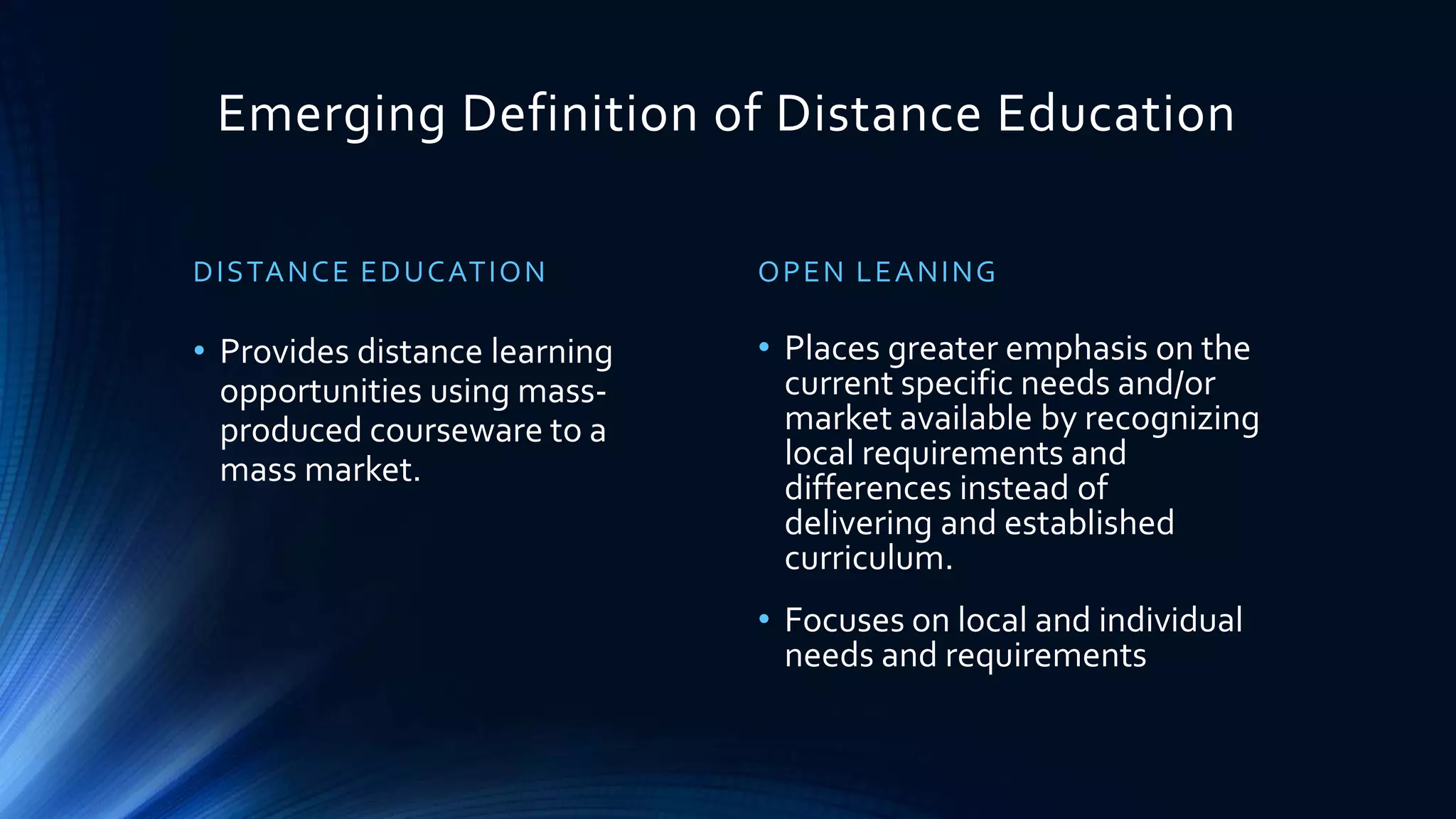 Chapter 2 Definitions, History, and Theories of Distance Education | PPT