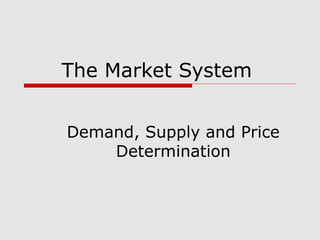 The Market System
Demand, Supply and Price
Determination
 