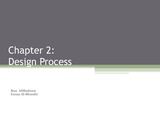 Chapter 2: Design Process Roa  AlShaheen Esraa Al-Bloushi 