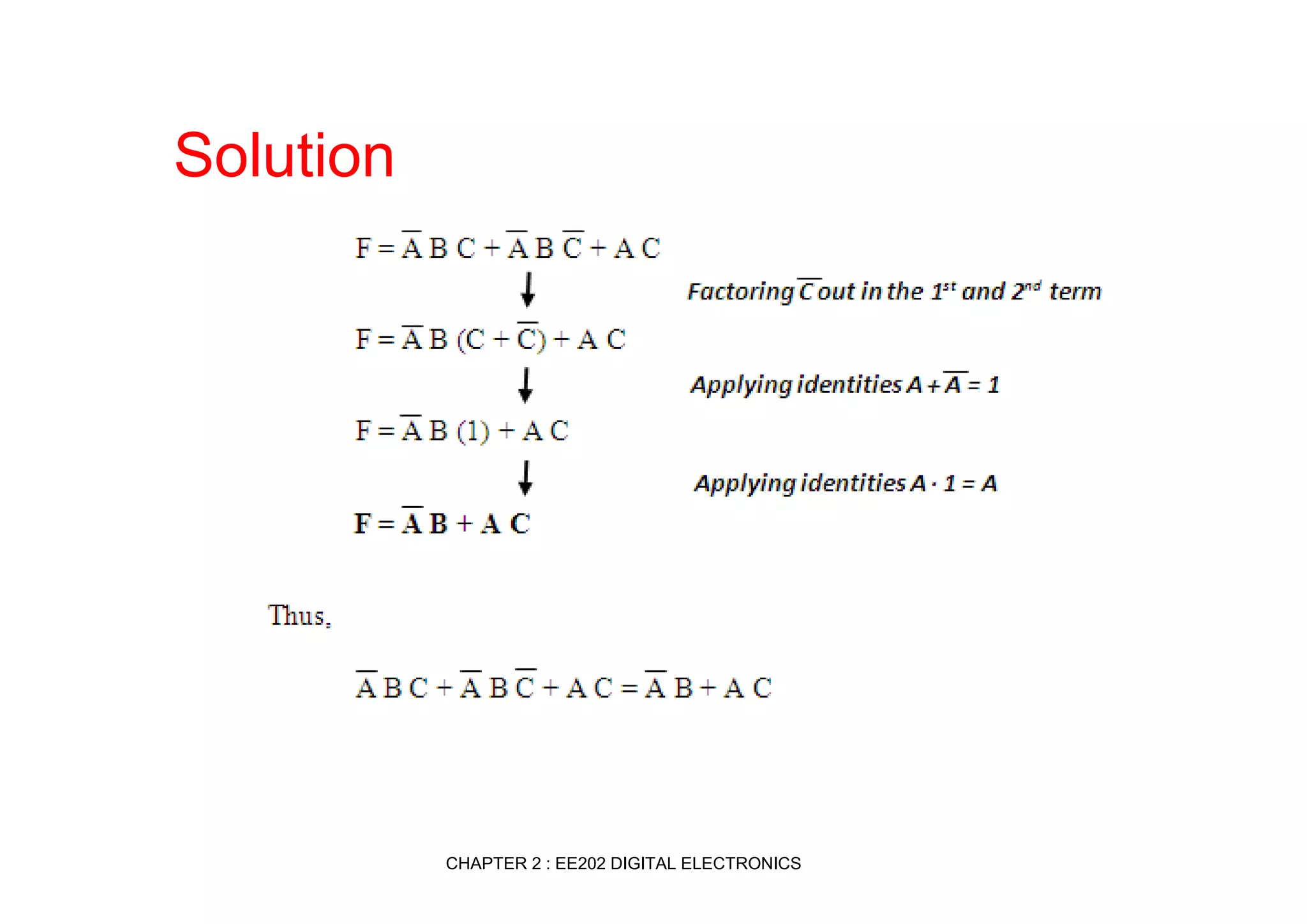 Solution

CHAPTER 2 : EE202 DIGITAL ELECTRONICS

 