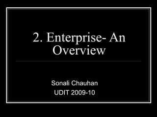 2. Enterprise- An Overview Sonali Chauhan UDIT 2009-10 