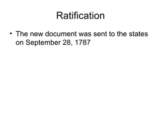 Ratification The new document was sent to the states on September 28, 1787 