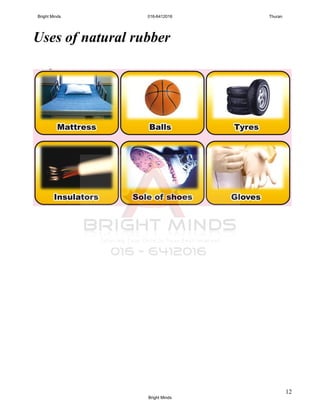 12
Uses of natural rubber
Bright Minds 016-6412016 Thuran
Bright Minds
 