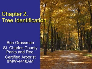 Ben Grossman St. Charles County Parks and Rec. Certified Arborist #MW-4418AM Chapter 2. Tree Identification  
