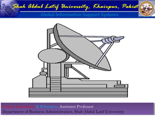 Course Instructor: R B Soomro, Assistant Professor
Department of Business Administration, Shah Abdul Latif University
Course Instructor: R B Soomro, Assistant Professor
Department of Business Administration, Shah Abdul Latif University
Shah Abdul Latif University, Khairpur, Pakistan
Global Information Support Systems
 