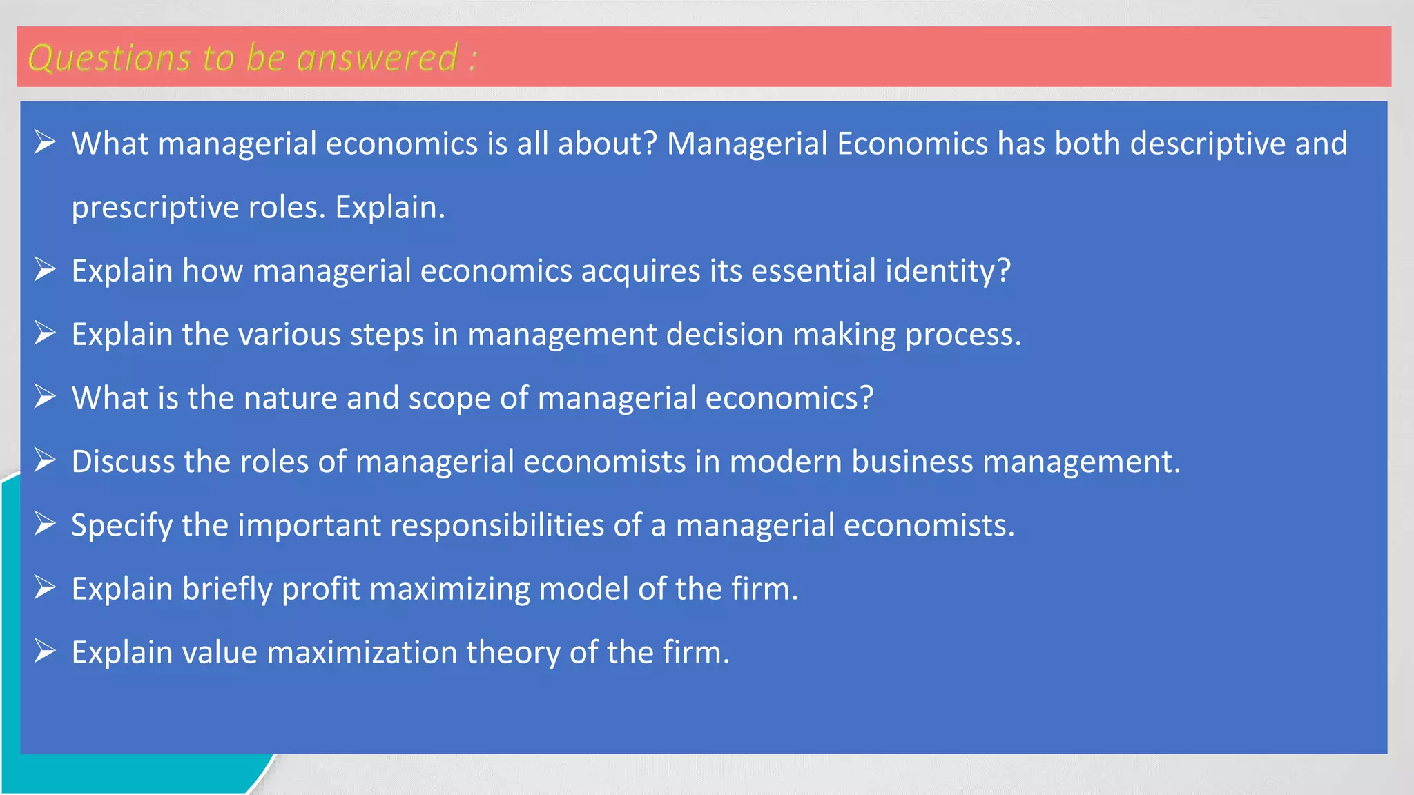 Introduction to managerial economics | PPTX