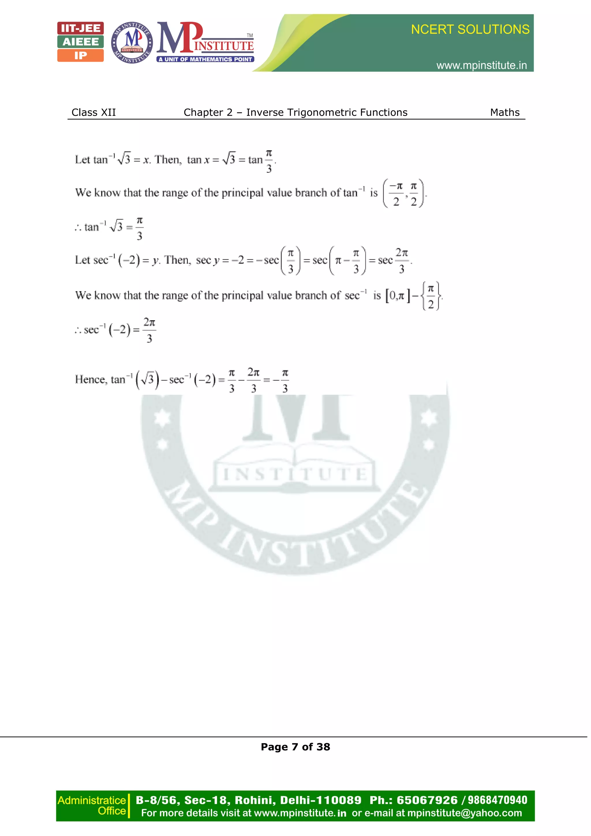 Class XII Chapter 2 – Inverse Trigonometric Functions Maths
Page 7 of 38
 