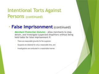 Comprehensive Overview of Tort Law: Intentional and Property Torts ...
