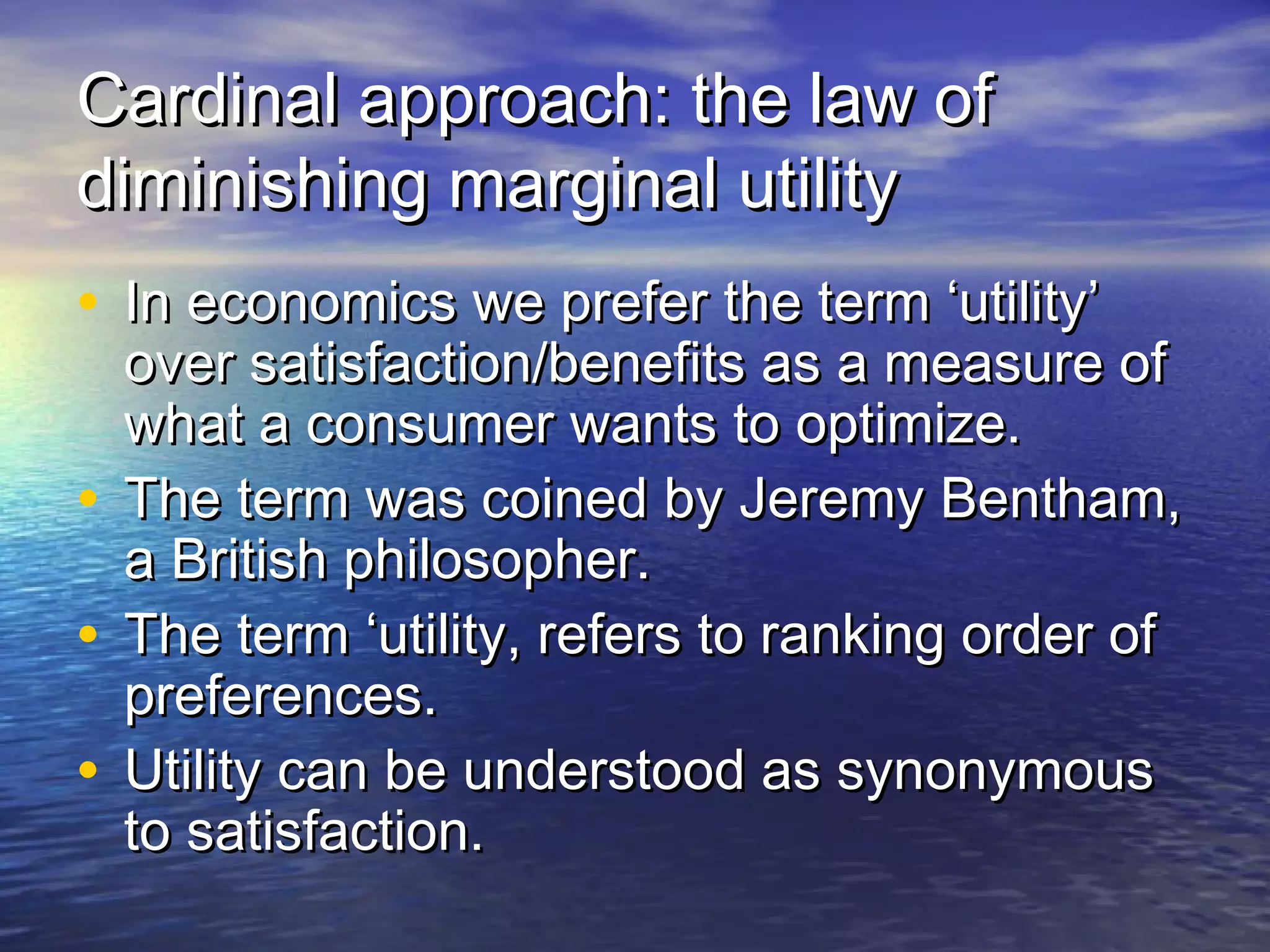 Chapter 2 law of diminshing marginal utility | PPT
